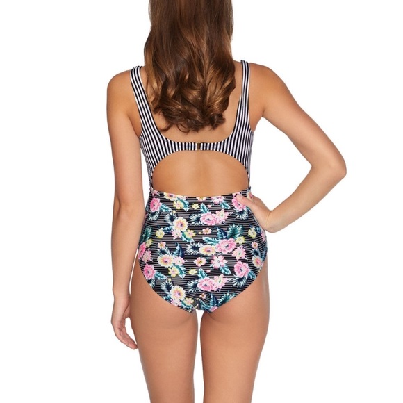 ‼️‼️SOLD‼️‼️ Arizona Jean Company Striped and Floral Monokini - Picture 2 of 8